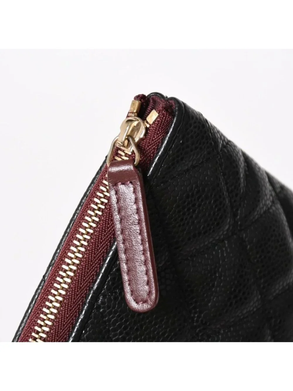 Chanel Classic Large Pouch CC Logo Caviar Leather Black